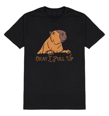Capybara Okay I Pull Up T-Shirt Herren Lustiges Capybara Nagetier Slogan Baumwolle