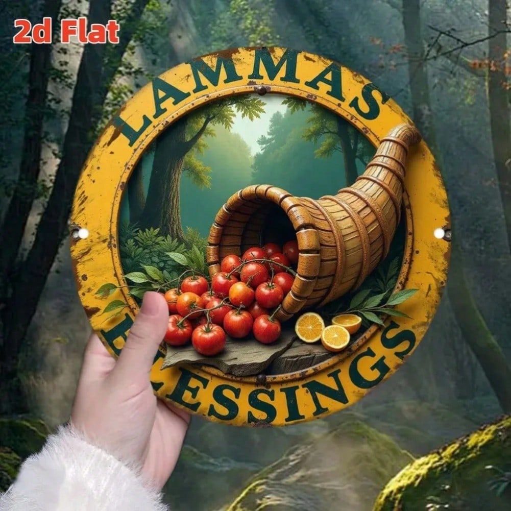 Vintage Lammas Blessings Metal Wall Art Rustic Harvest Sign Autumn Home Decor 20x20