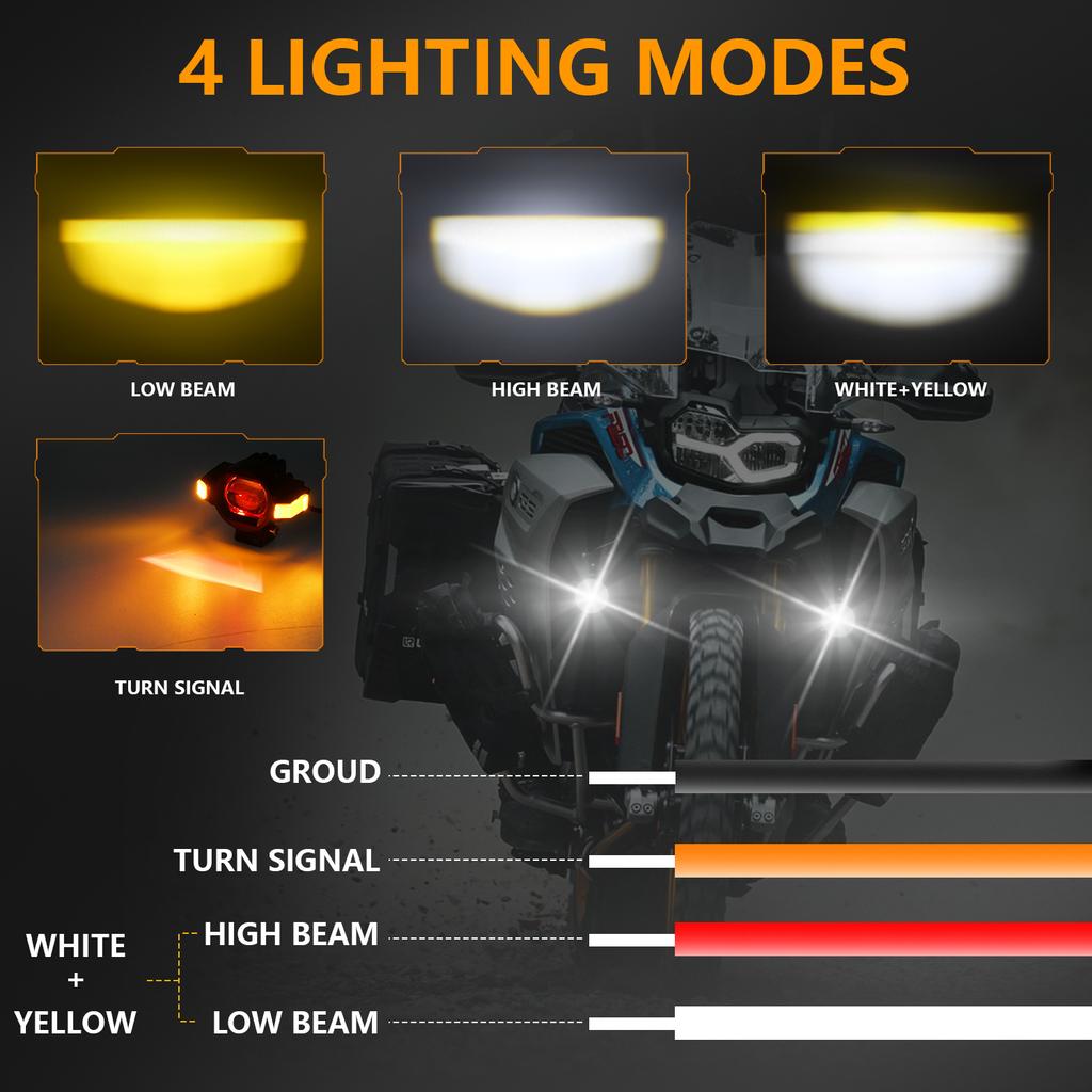 M15 2Pcs Motorcycle Auxiliary Lamp IP68 Waterproof High Brightness Aluminum Alloy DRL LED Spotlight