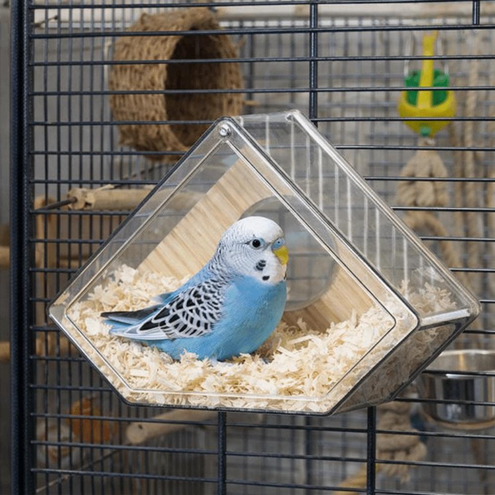 Transparent Parakeet Nesting Box Breathable Visible Bird Breeding Box with Perch Odor Resistant Bird Cage House Breeding Season
