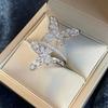 1PC Environmentally Friendly Double Hollow Butterfly Zircon Inlaid Opening Fashionable Super Fairy Design High-end Exquisite New Index Finger Ring