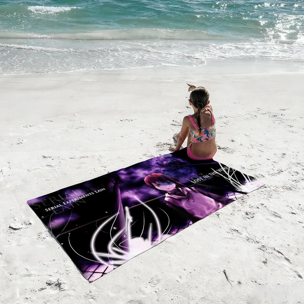 Anime S-Serial E-Experiments Lain Towel Soft Lightweight Anti-Sand Large Beach Towel Quick-Drying Bath Sports Family