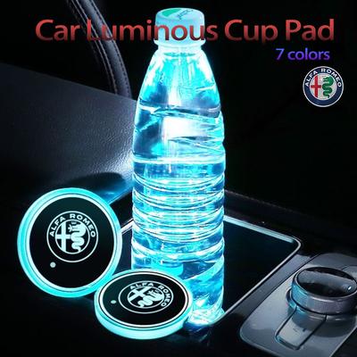 7 Colors Car Styling LED Luminous Water Cup Pad for Giulia Stelvio Giulietta 156 159 147 Mito Tonale Brera Accessorie
