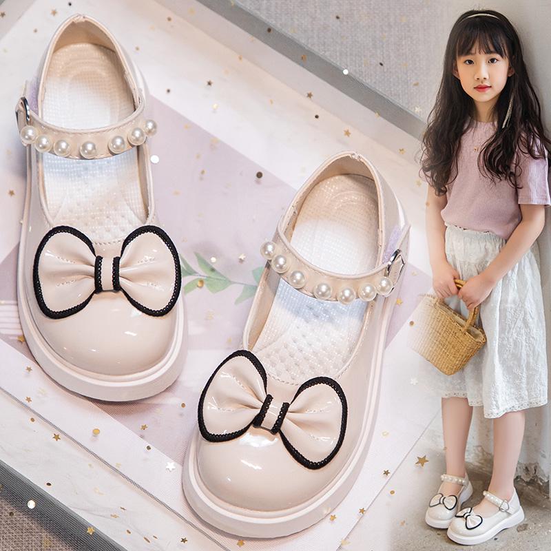 Girls' Black Patent Leather Princess Shoes - Spring/Summer 2025 British Style Performance Footwear