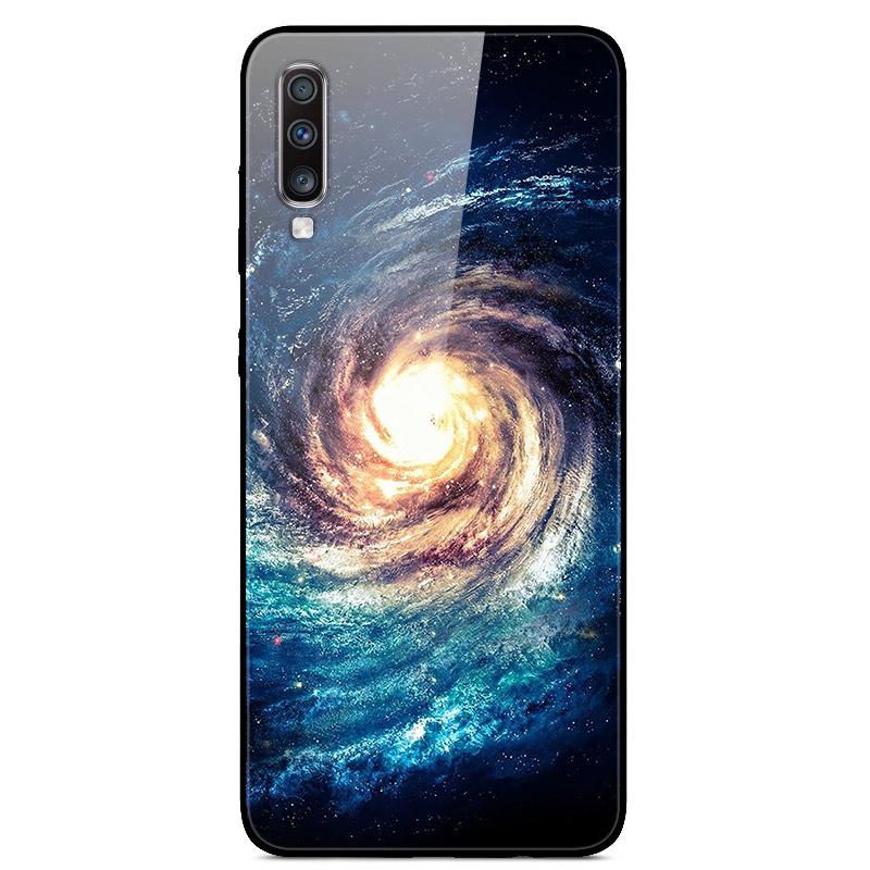 For Samsung A70 Case Cute Pattern Tempered Glass Back Hard Cover Case For Samsung Galaxy A70 Phone Cases Coque A70S A 70 Fundas