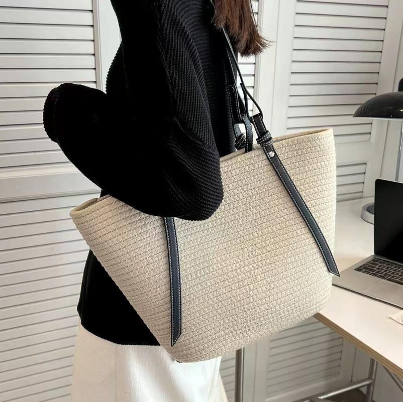 Women's Large Capacity Straw Woven Shoulder Tote Bag - Summer 2025 New Style
