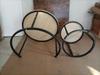 Two-Piece Nesting Coffee Table Set, Oak Veneer, Round with a Diameter of 60 cm, Metal Frame, Modern Style, Suitable for Living Room, Bedroom, Balcony.