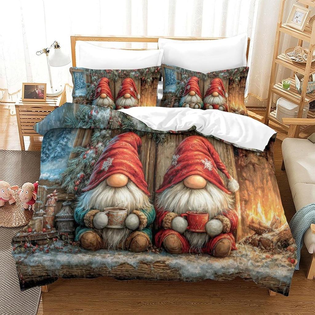 Christmas Theme 3D Printed Duvet Cover Microfiber Bedroom Decor Christmas Bedding Set Soft Breathable For Adult Student Gift Nan