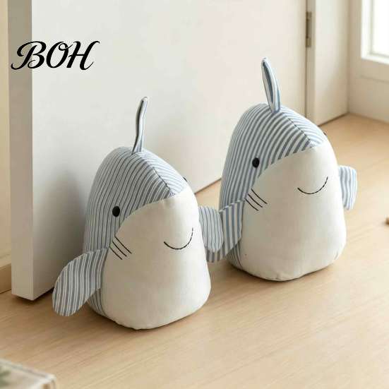 Decorative Nursery Stopper Plush Shark Door Stopper, Non-slip Weighted Interior Doorstop Stop, Anti-collision Home Office Floor Fabric Bedroom Wedge