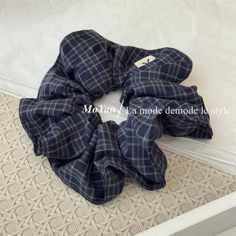 Korean Style High-End Plaid Hair Tie for Women - Versatile Hair Rope for Low Ponytails and Buns