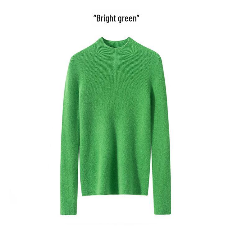 Women's Thick Warm 100% Pure Cashmere Short Slim Fit Half Turtleneck Sweater - Perfect Layering Piece