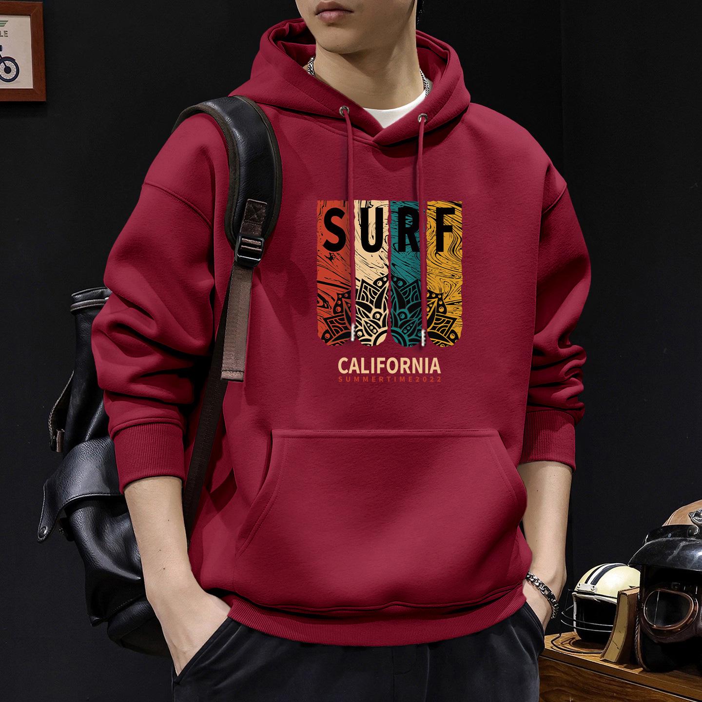 

Men s Heavyweight Hooded Sweatshirt with Plus Velvet - Trendy High Street Autumn/Winter Style 2XL (175-195 lbs)