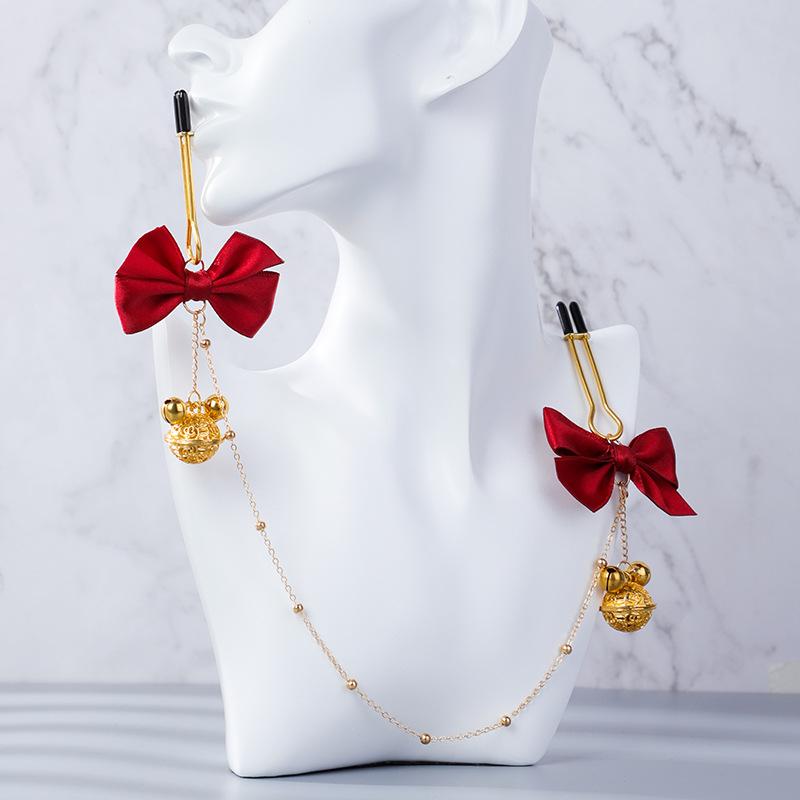 Sex Toys SM Bow Palace Bell Nipple Clamp Couple Flirting and Teasing Bell Clip Couple Interaction Nipple Clamp