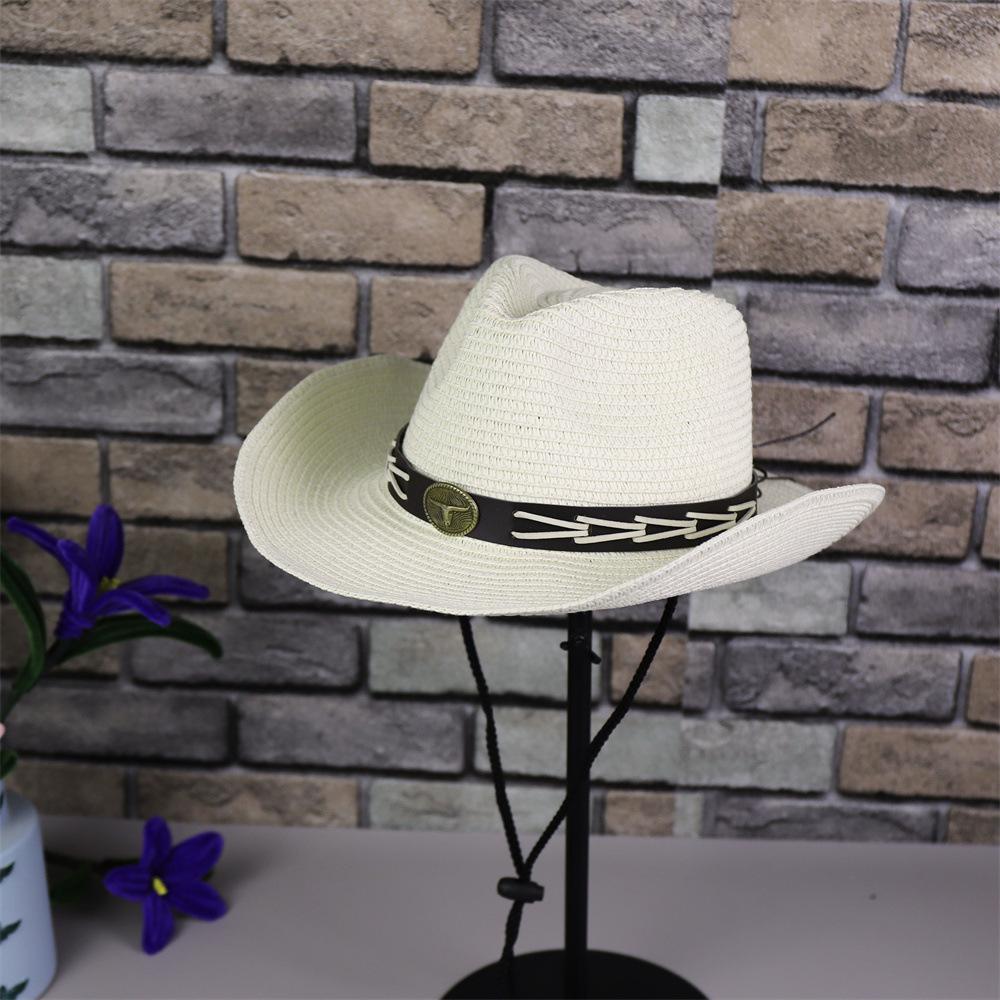Tibetan retro calf head belt top hat outdoor travel men and women sunshade sunscreen big brim cool hat western cowboy hat