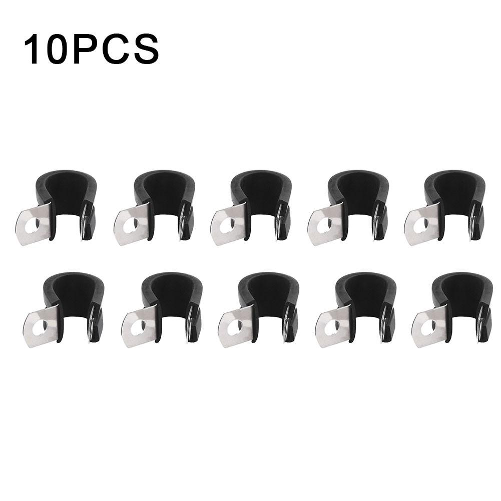10pcs Stainless Steel Rubber Lined P Hose Pipe Clamps Cable Mounting Clips Wire