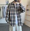 Spring Autumn Color Blocking Plaid Shirt Men's Casual Versatile Loose Lapel Shirt