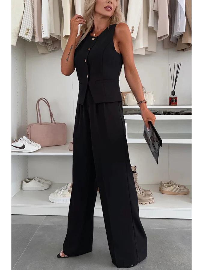 2025 Women's Elegant V-neck Vest & Long Pants Set