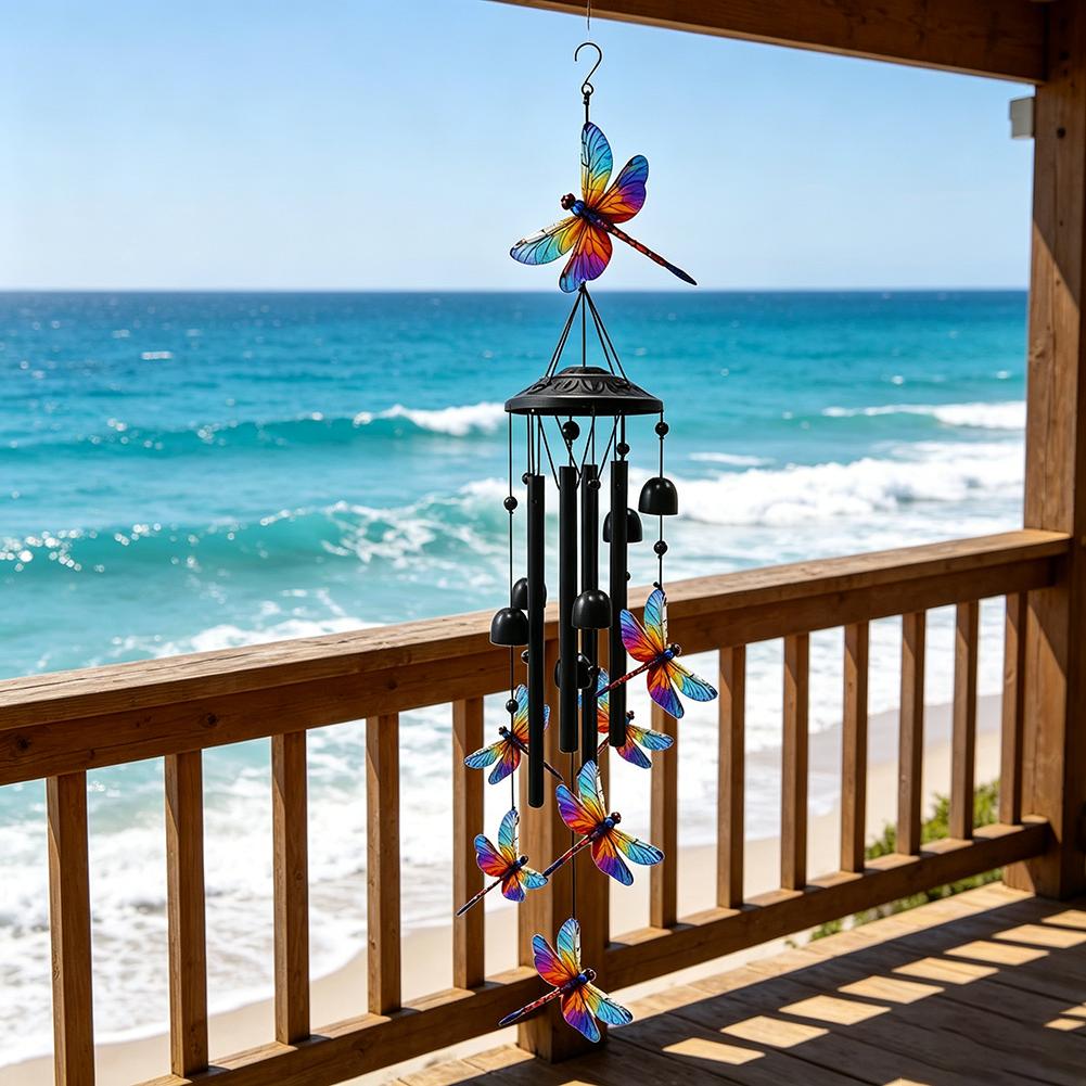 90cm Dragonfly Wind Chime Soothing Outdoor Decor For Garden & Patio Crafted From Sturdy Metal And Nylon Rope
