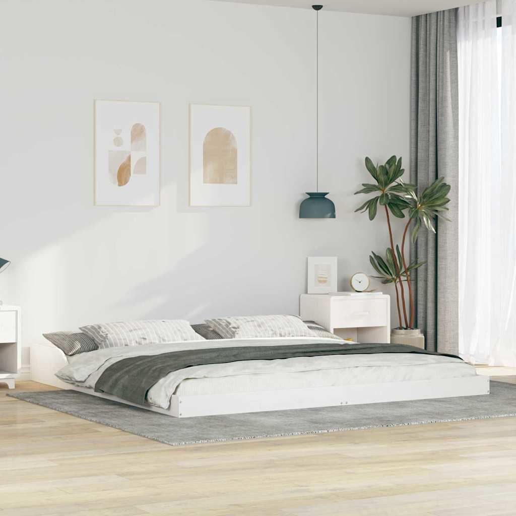 White Bed Frame 180 x 220 cm Solid Pine Wood