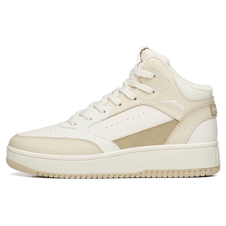

New Anta Wear-Resistant High-Top Skateboard Shoes Women s Light Beige White 922238013-5 38