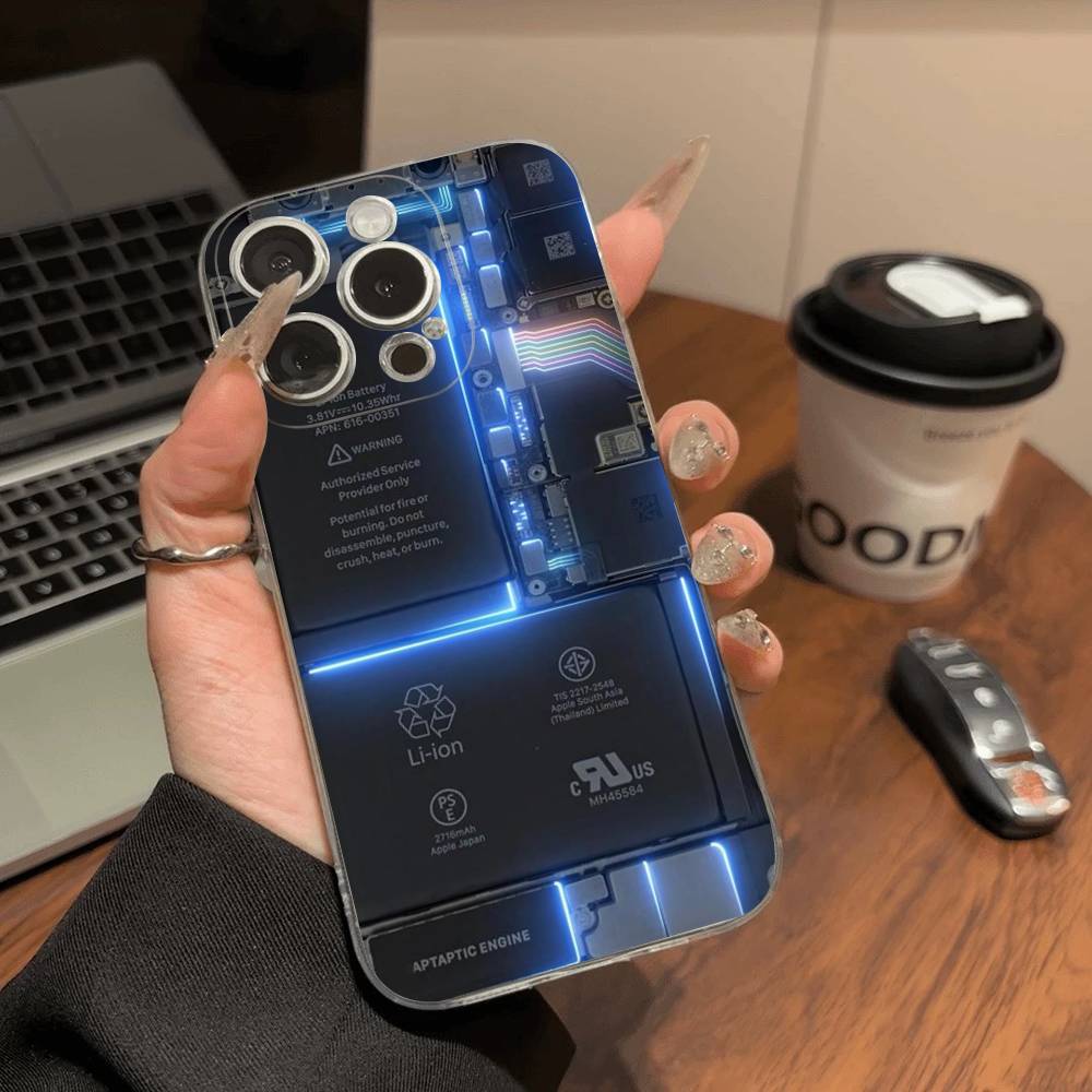 

Creative Circuit Board Pattern Transparent Phone Case For iPhone 16 15 14 13 12 11 Pro Max Plus Soft Cover iPhone 17 pro