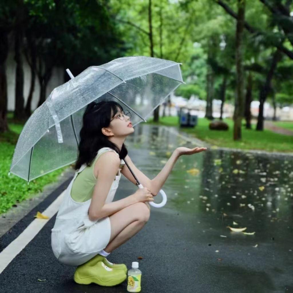 Strong wind resistance, increased pure transparent umbrella, automatic long-handled double transparent umbrella, white transparent umbrella