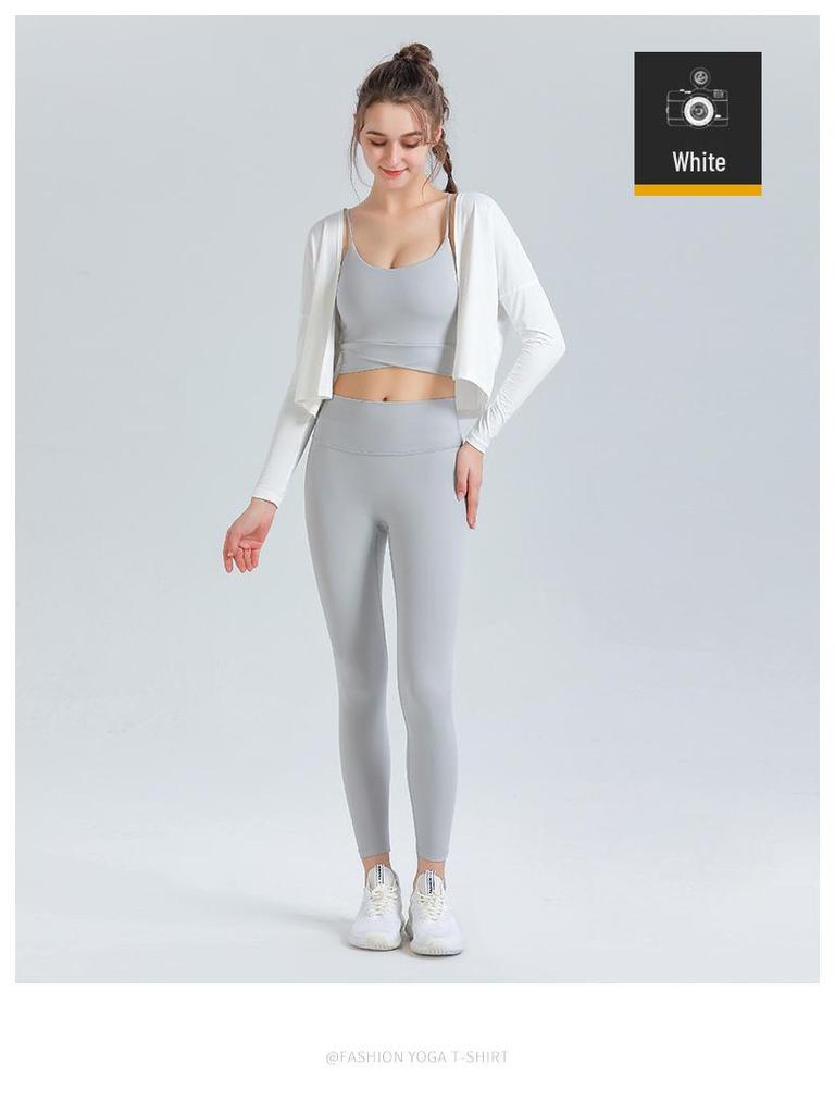 Women's Long Sleeve Yoga Cover-up with Sun Protection - Summer Sports Fitness Top