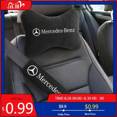 GLC GLB Zamszowa Skóra Poduszka Podparcia Zagłówka Samochodowego Poszewka na Poduszkę Szyi Nakładki na Pasy Bezpieczeństwa na Ramię dla Mercedes Benz Nowy B/C/E GLC GLK C