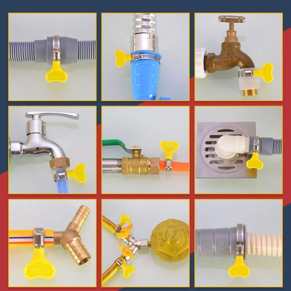 30pcs Yellow Plastic Handle Stainless Steel Hose Clamps Butterfly Hose Clamp Air Pipe