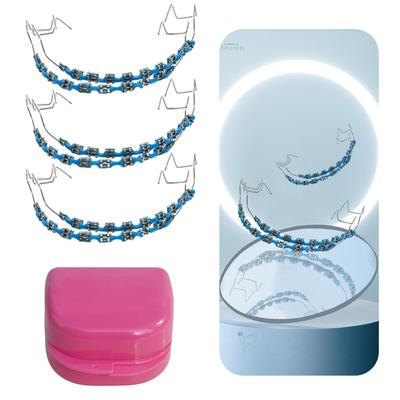 1 Pair Colorful Temporary Tooth Decoration Dental Decorations Fake Brackets Orthodontic Ligature Ties With Metal Wires Braces