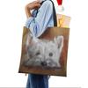 Unique Design Westie Dog Painting Square Handbag for Women Shoulder Bags Large Capacity Eco Linen Totes KTY
