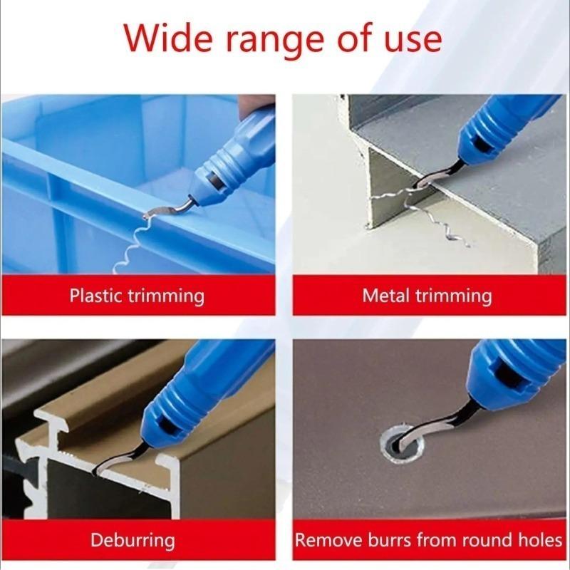 Deburring Tools Set 10pcs Steel Swivel Blades Metal Handle Deburr Tool for Metal Resin PVC Pipes Copper Plastic Remove Burr