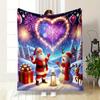 Santa, Snowman, and Festive Fireworks Patterned blanket, flannel, suitable for all seasons, home decor, warm and cozy