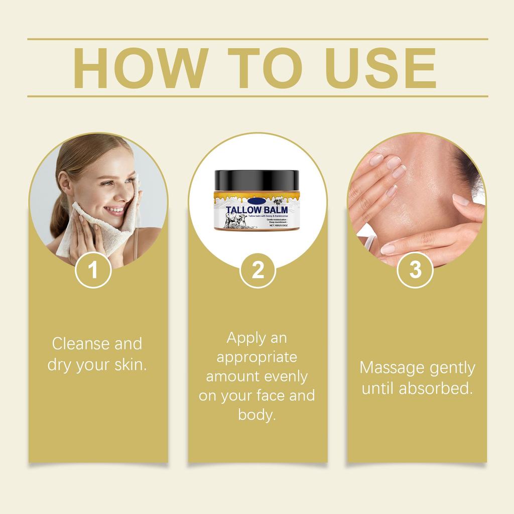 Beef Tallow Cream, Beef Tallow Balm, Beef Tallow Cream, Grass Fed Tallow And Honey Cream, For Face And Body, Provides All Skin Types