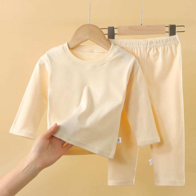 2pcs/set Children's Autumn Winter Pajamas Round Neck Warm Casual Suit For Boys And Girls Comfortable Sports Home Base Shirt Set