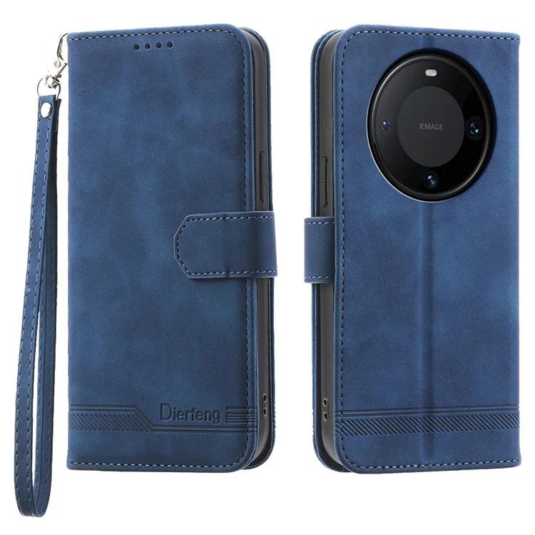 

DF-03 Чехол-подставка из искусственной кожи для Huawei Mate 60 Pro Lines Imprinted Phone Cover Wallet