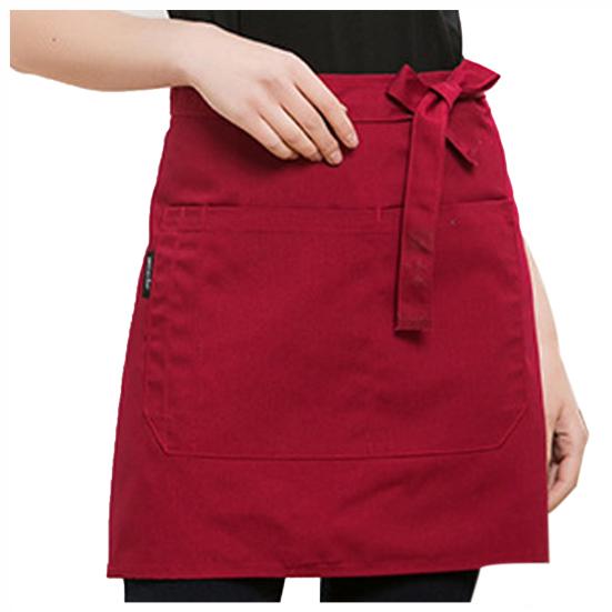 

Водонепроницаемый полуфартук унисекс с карманом для официантки, поясной фартук для шеф-повара, устойчивый короткий фартук на шнуровке для ресторана, кафе красный