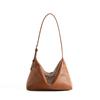 Vintage first layer vegetable tanned cowhide casual shoulder underarm bag, commuting large capacity classic leather messenger hobo bag