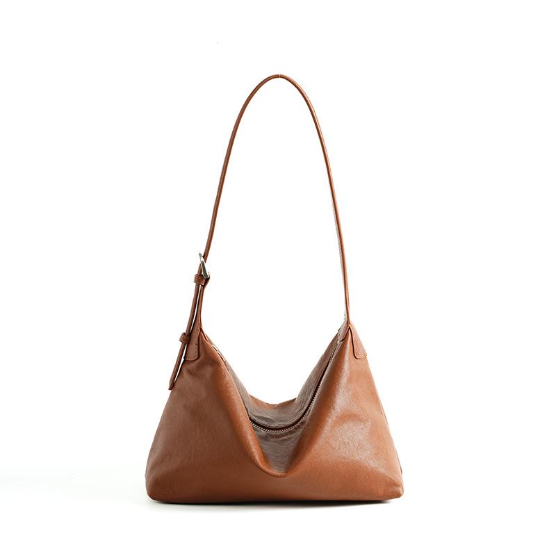 

Top layer vegetable tanned cowhide underarm classic bag, versatile leather shoulder messenger bag, women s dumpling bag