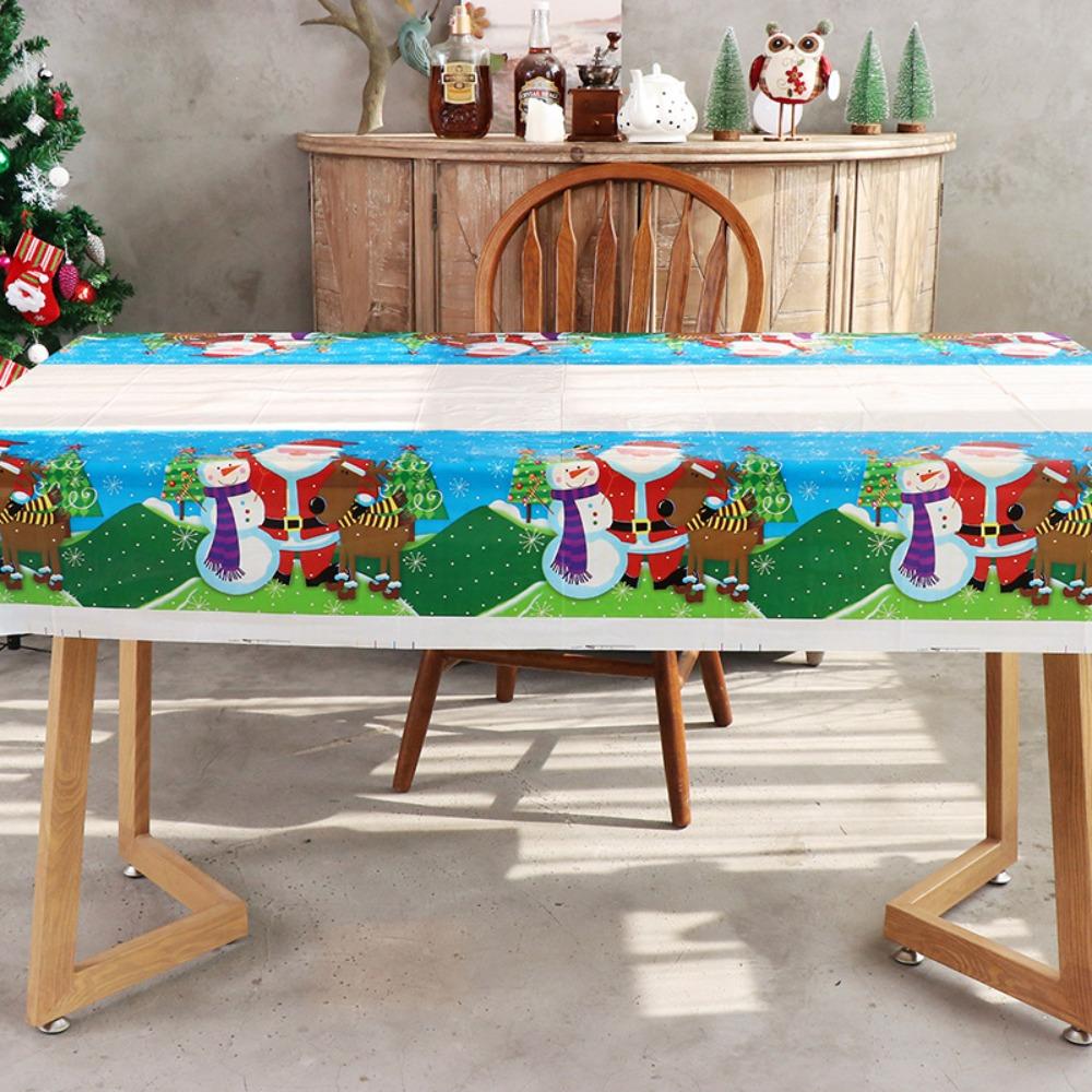 Disposable Christmas Table Cover 180x108cm Xmas Decoration Christmas Tablecloth  Party Supply