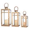 Set aus 3 Roségold Metall Eisen Glas Kerzenhaltern Metall Winddichte Kerzenlaternen für Hochzeitsdekoration