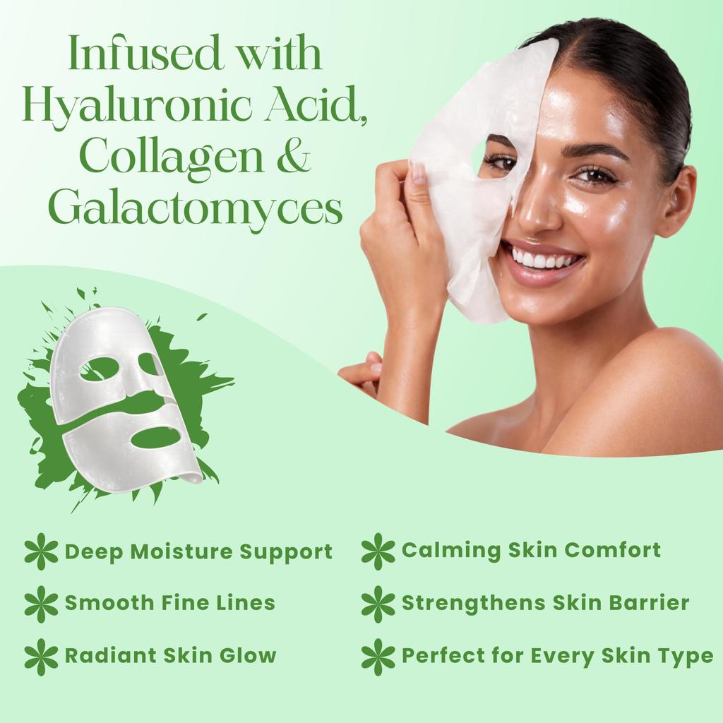 DermiTight Bio Collagen Face Mask (Pack of 2) | Korean Glass Skin Overnight Face Mask Sheets with Hydrogel, Collagen, Hyaluronic Acid | Face Mask f