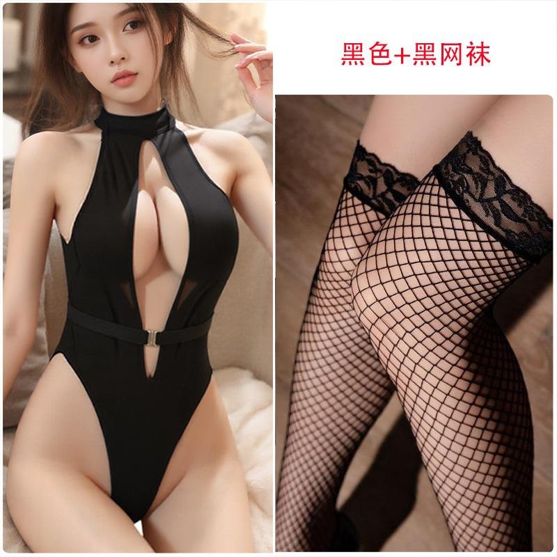 Night concubine erotic underwear women's onesie ice silk seduction couple fun teasing tight flirting
