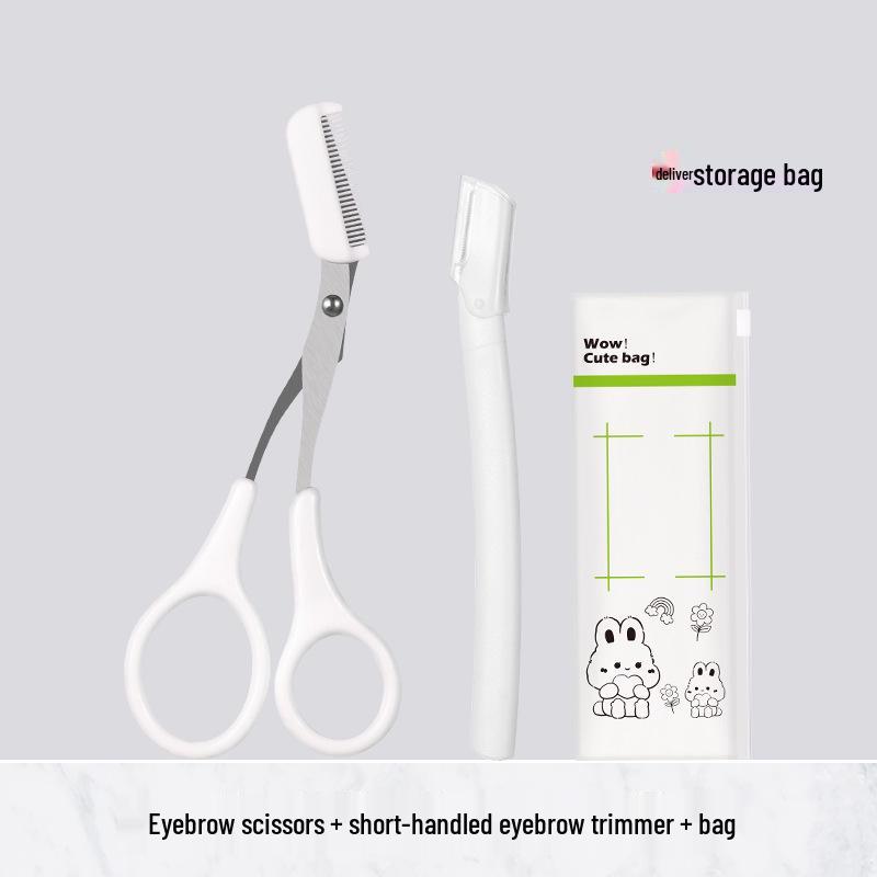 Stainless Steel Eyebrow Trimmer Set with Safety Razor Blade