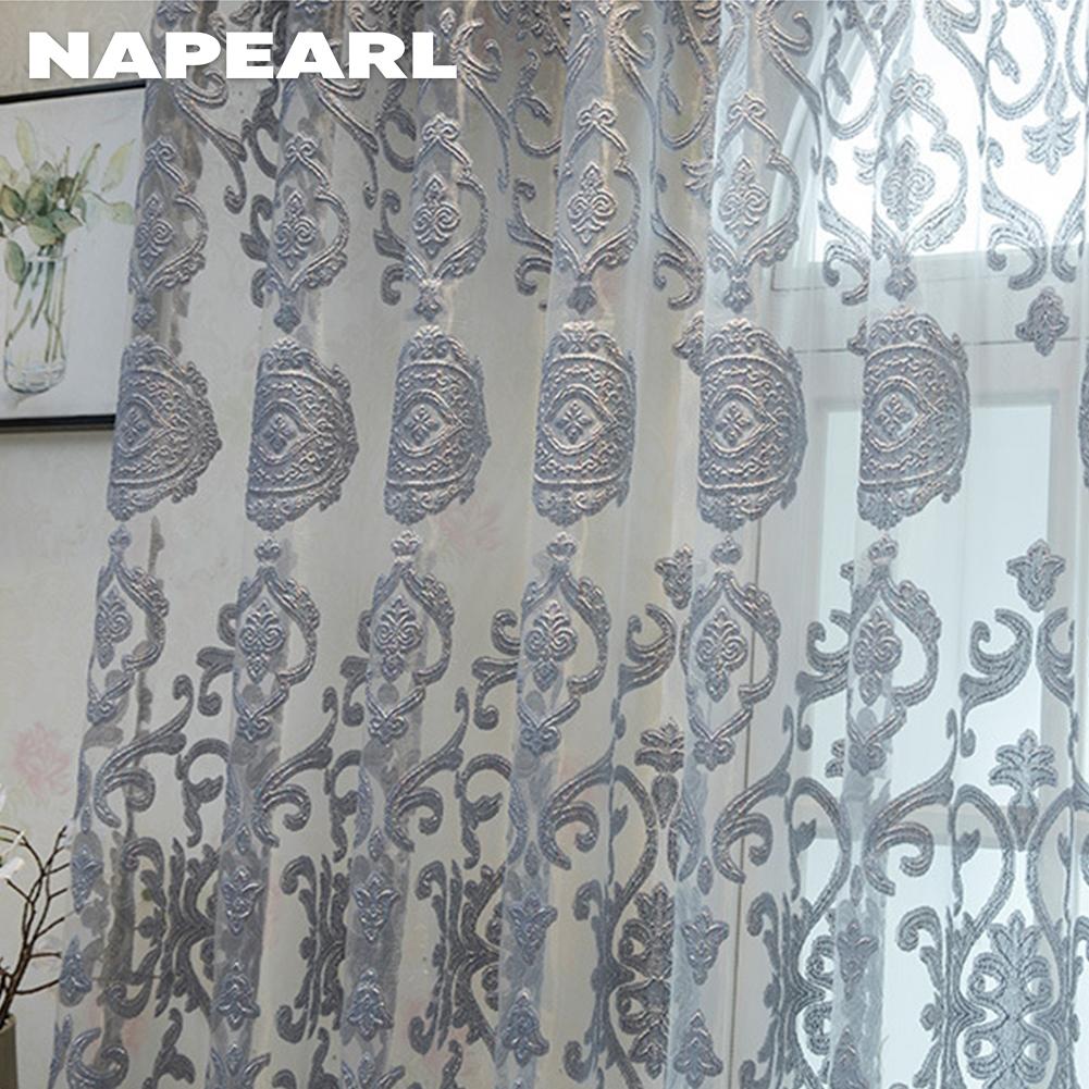 1PC NAPEARL European-style Luxury Jacquard Curtain Transparent Sheer Curtain for Living Room Bedroom Balcony WindowHome Decor