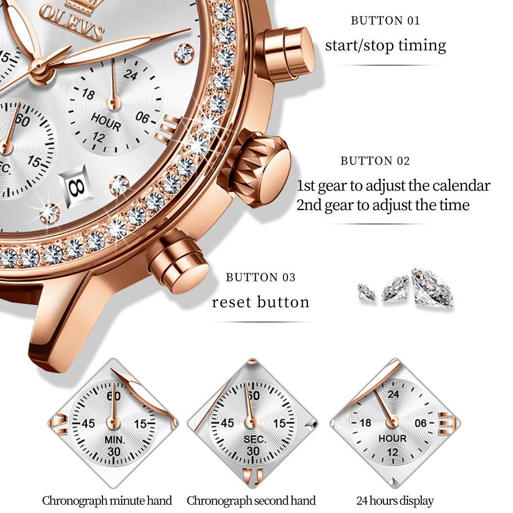 OLEVS Brand Quartz Women's Watch Waterproof Women's Multi Functional Watch 9933