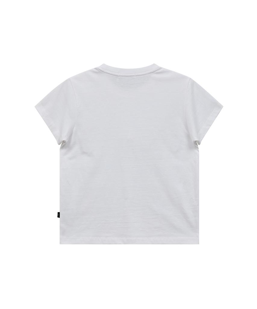WAIKEI Maltipoo Lettering Color Block Short Sleeve T-Shirt White