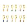 2207ER2 S925 Sterling Silver Teardrop Hoop Earrings Muti Color Zircon CZ Circle Round Loops Crystal Women Piercing Earring