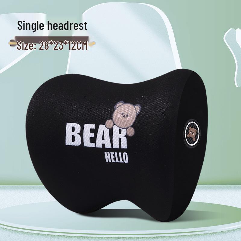 Cartoon Bear Memory Foam Lumbar & Headrest Pillow Set for Car