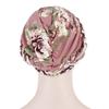 Women Headwrap Flower Print Braid Lady Stretchy No Brim Indian Hat for Four Seasons